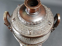 Antieke late qing-dynastie brons cloisonné wierookhouder - afbeelding 11 van  11