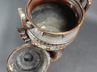 Antieke late qing-dynastie brons cloisonné wierookhouder - afbeelding 5 van  11