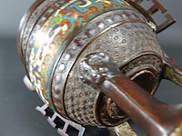 Antieke late qing-dynastie brons cloisonné wierookhouder - afbeelding 7 van  11