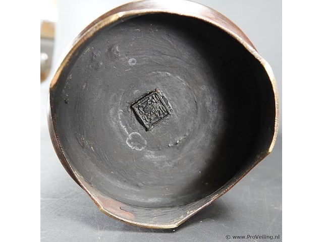 Antieke late qing-dynastie brons cloisonné wierookhouder - afbeelding 8 van  11