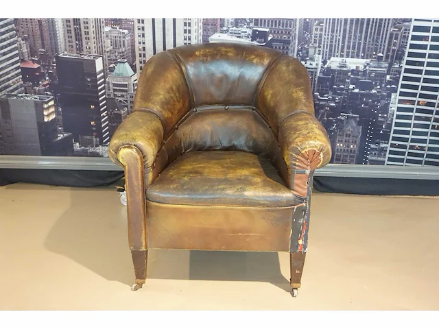 Antieke lederen fauteuil - afbeelding 2 van  4