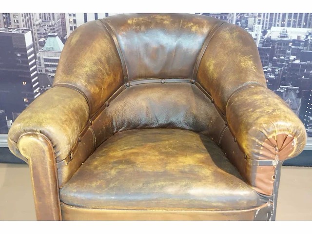 Antieke lederen fauteuil - afbeelding 3 van  4