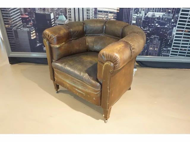 Antieke lederen fauteuil - afbeelding 1 van  4