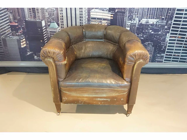 Antieke lederen fauteuil - afbeelding 2 van  4