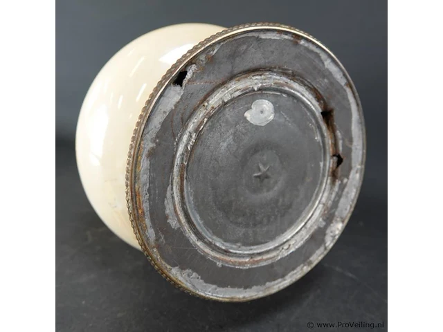 Antieke messing met opaline lampvoet - afbeelding 5 van  5