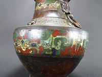 Antieke o.a. cloisonne chinese vaas - afbeelding 4 van  5