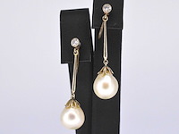 Antieke oorbellen met parels en diamant - afbeelding 1 van  6