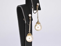 Antieke oorbellen met parels en diamant - afbeelding 2 van  6