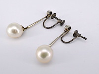 Antieke oorbellen met parels en diamant - afbeelding 4 van  6