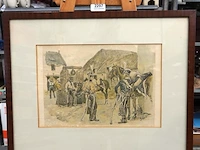 Antieke prent. gesigneerd - afbeelding 2 van  5