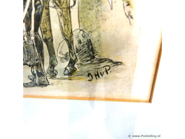 Antieke prent. gesigneerd - afbeelding 4 van  5
