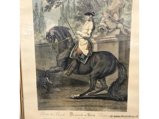 Antieke prent parade du cheval - afbeelding 2 van  5