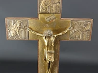 Antieke staande crucifix met bronzen corpus - afbeelding 3 van  5