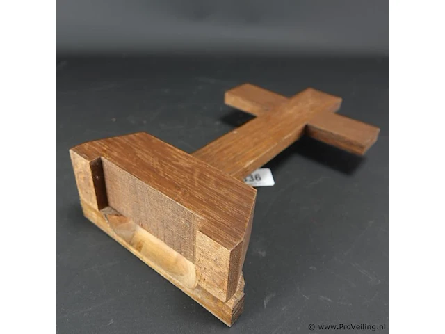 Antieke staande crucifix met bronzen corpus - afbeelding 5 van  5