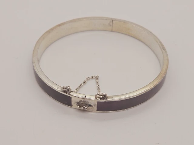 Antieke sterling zilveren armband cloisonné - afbeelding 2 van  5