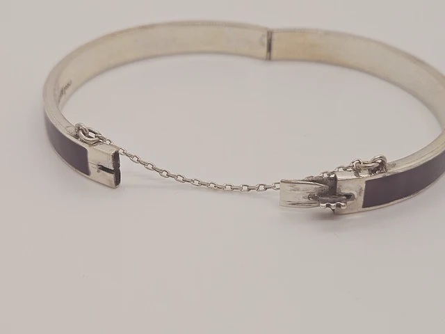 Antieke sterling zilveren armband cloisonné - afbeelding 3 van  5