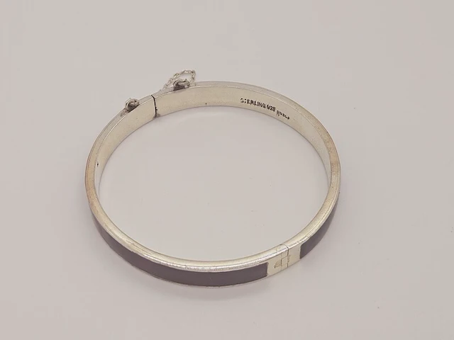Antieke sterling zilveren armband cloisonné - afbeelding 4 van  5