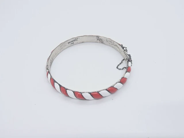 Antieke sterling zilveren armband cloisonné - afbeelding 2 van  4