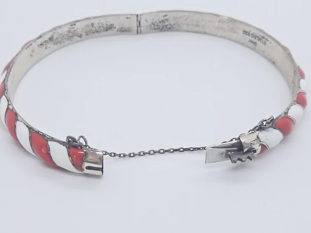 Antieke sterling zilveren armband cloisonné - afbeelding 3 van  4