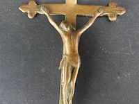 Antieke veel betaste bronzen crucifix - afbeelding 3 van  5