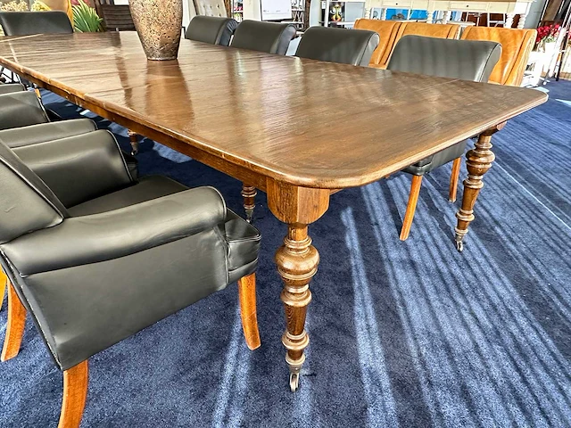 Antieke vergadertafel met 9 vergaderstoelen - afbeelding 4 van  7