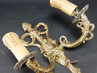 Antieke vergulde elektrische gemaakte wand kandelaar - afbeelding 4 van  5