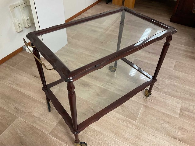 Antieke verrijdbare dientrolley - afbeelding 2 van  3