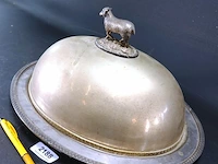 Antieke verzilverde cloche op schaal - afbeelding 2 van  5