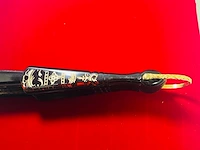 Antieke waaier - black flowers - bakeliet handvat - afbeelding 4 van  4