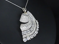 Antieke witgouden hanger vol met diamanten, excl. ketting - afbeelding 2 van  6