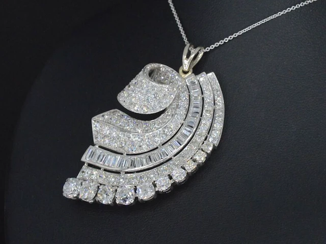 Antieke witgouden hanger vol met diamanten, excl. ketting - afbeelding 3 van  6
