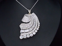 Antieke witgouden hanger vol met diamanten, excl. ketting - afbeelding 4 van  6