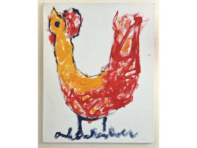 Anton heyboer, groot schilderij, kip, te dateren omstreeks 1990 - 1995 - afbeelding 1 van  2