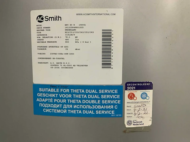 Ao smith cyclone iii bfc 80 n hr boiler - afbeelding 5 van  5