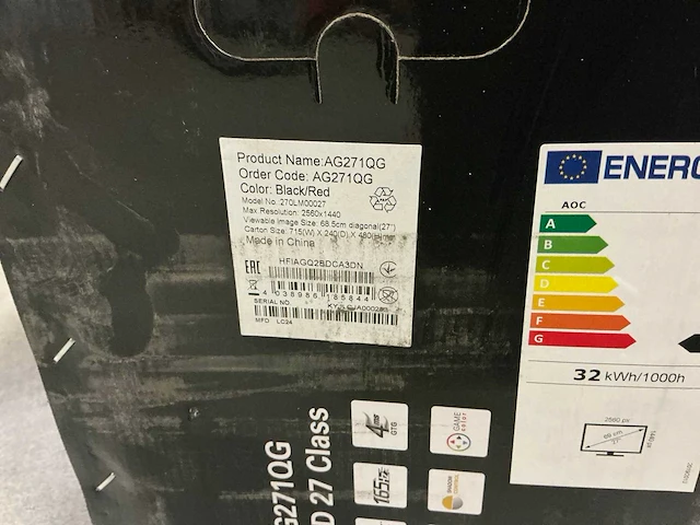 Aoc ag271qg led 27 class monitor - afbeelding 3 van  3