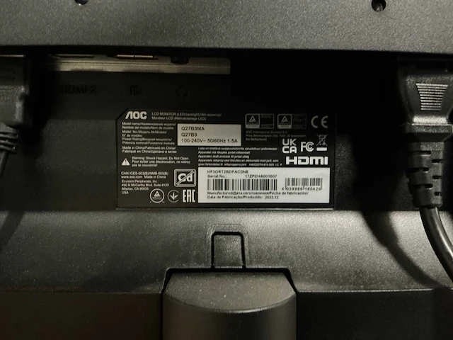 Aoc q27b3ma monitor (2x) - afbeelding 4 van  5
