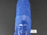 Apart gekleurd in hout gesneden boeddhahoofd - afbeelding 1 van  5