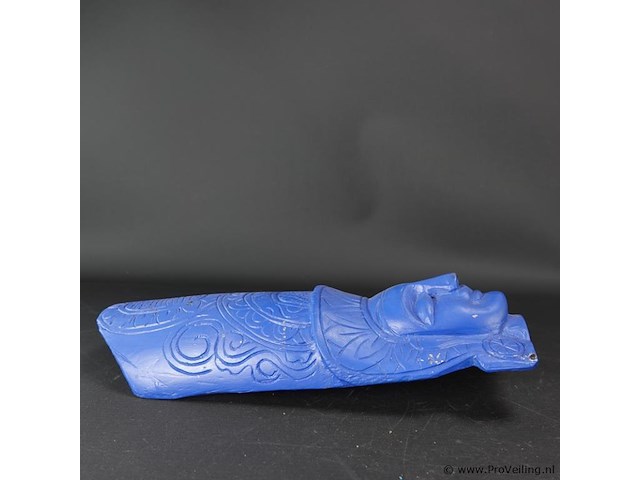 Apart gekleurd in hout gesneden boeddhahoofd - afbeelding 4 van  5