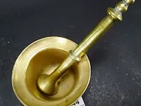 Apart gevormde brons/koperen vijzel met stamper - afbeelding 3 van  5
