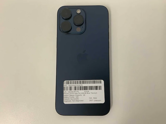 Apple - iphone 15 pro max 256gb blue titanium - afbeelding 3 van  3