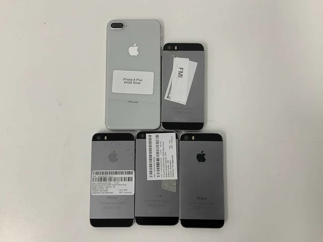 Apple - iphone 8 plus 64gb silver & iphone 5s 16/32gb space gray fmi (5x) - afbeelding 3 van  3