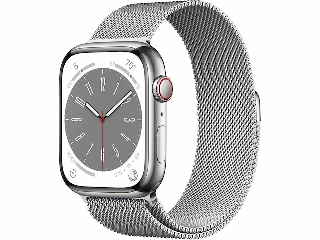 Apple - series 8 - smartwatch gps+ silver stainless steel - afbeelding 1 van  7