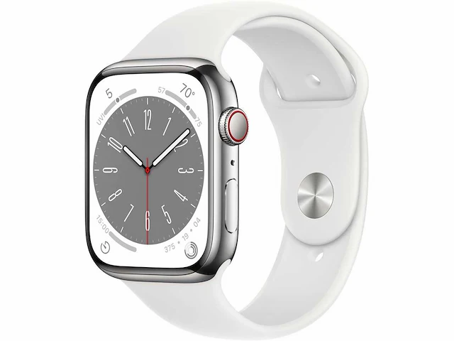 Apple - series 8 - smartwatch gps+ silver stainless steel - afbeelding 1 van  7