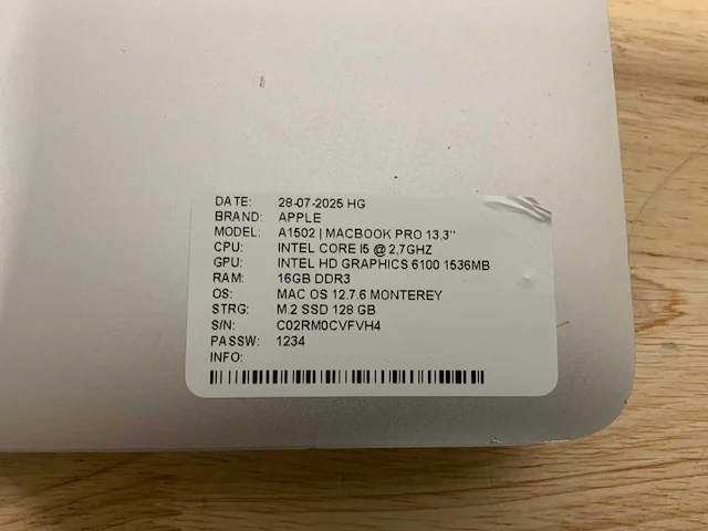 Apple a1502 macbook pro laptop (2x) - afbeelding 7 van  9