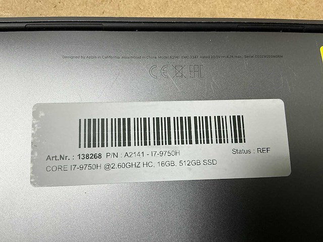 Apple a2141 - i7-9750h macbook pro - afbeelding 3 van  3