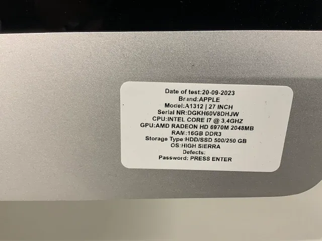 Apple imac a1312 - afbeelding 4 van  5