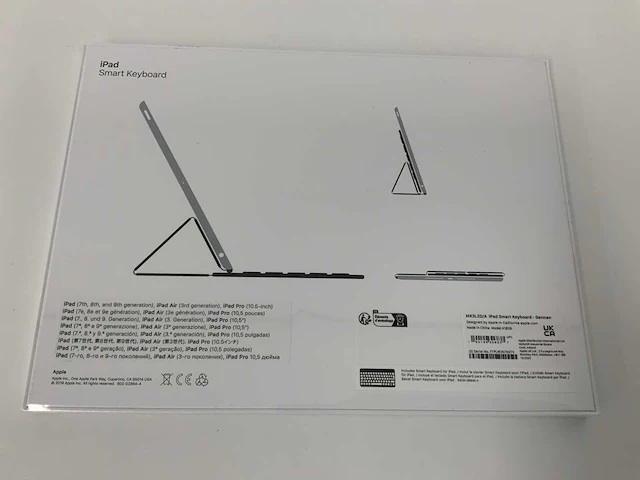 Apple ipad smart keyboard for 10.5-inch ipad pro (1st gen) ipad (7th and 8th gen) ipad air (3rd gen), qwertz german, black mx3l2d/a - afbeelding 2 van  2