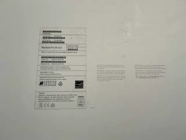 Apple macbook 14 inch (a2442) laptop - afbeelding 8 van  8