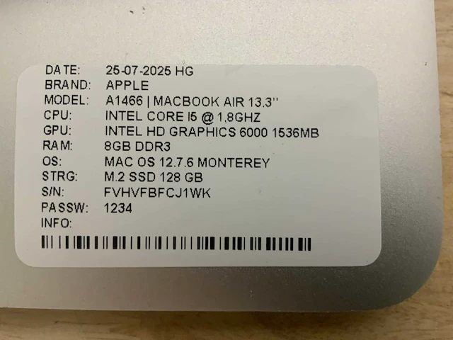 Apple macbook air a1466 laptop (4x) - afbeelding 11 van  12