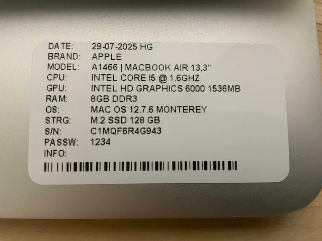 Apple macbook air a1466 laptop (4x) - afbeelding 9 van  12